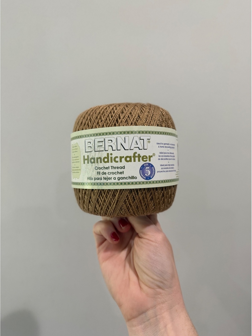 Bernat Handicrafter Crochet Thread Size 5, 100% Acrylic, Warm Tan 85g (3 oz)